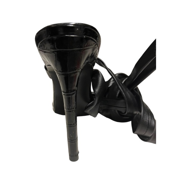 Steve Madden women's black size 10 strappy wrap tie square open toe high Heel - Picture 7 of 8